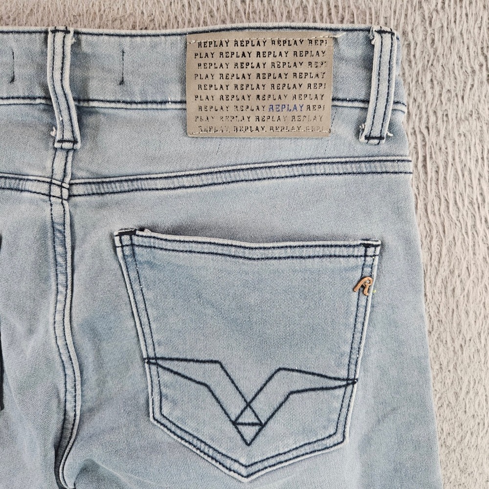 Replay Womens Light Wash Skinny Jeans Blue Stretch Denim Size 30